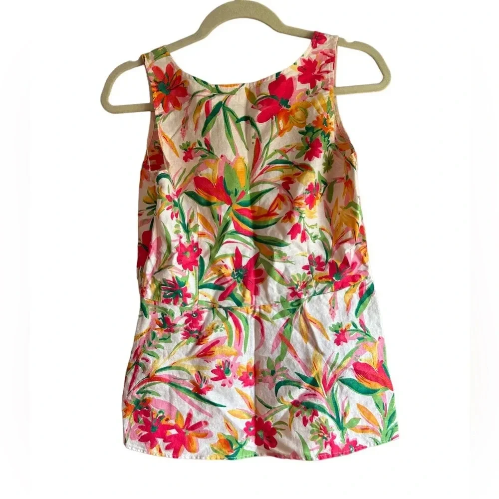 J.CREW TROPICAL FLORAL LINEN TOP